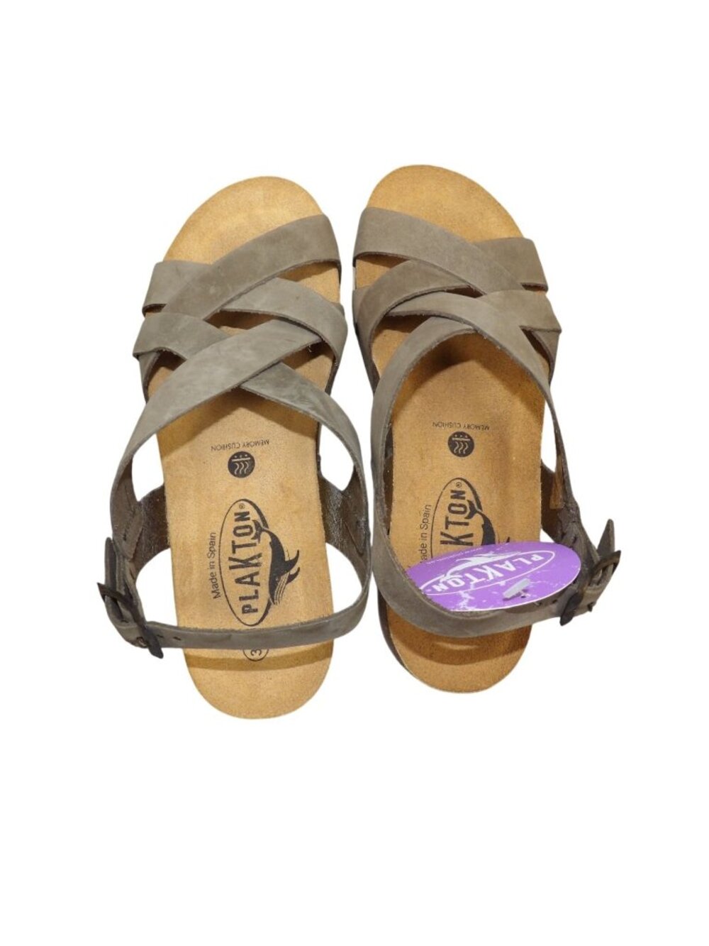 Plakton Women’s Memory Cushion Sandals Size 6 EU 37 Olive Green Ankle